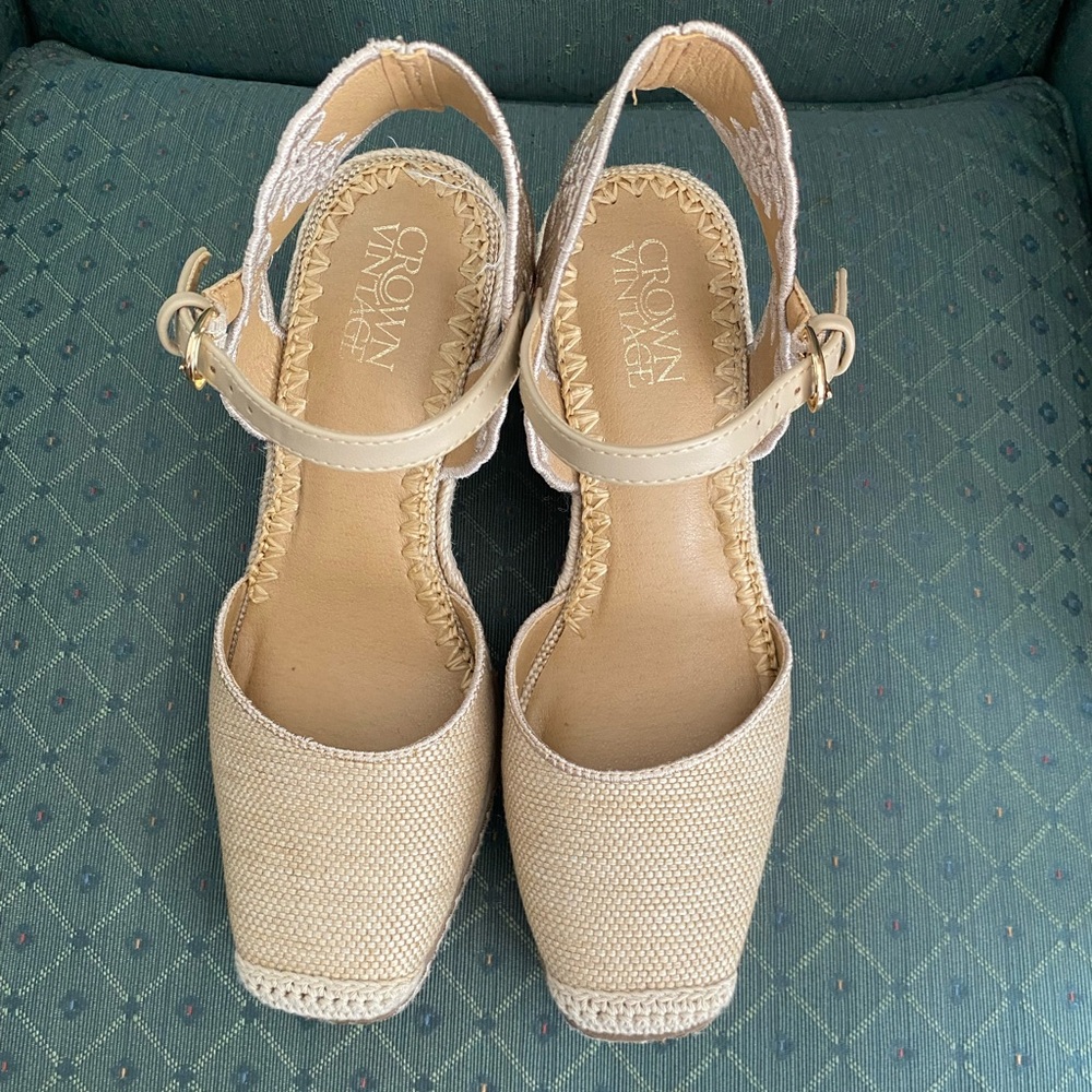 Crown Vintage Beige Narri Wedge Sandal Espadrille - Picture 4 of 16